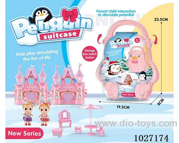 storage box with castle & doll &furniture in paper card