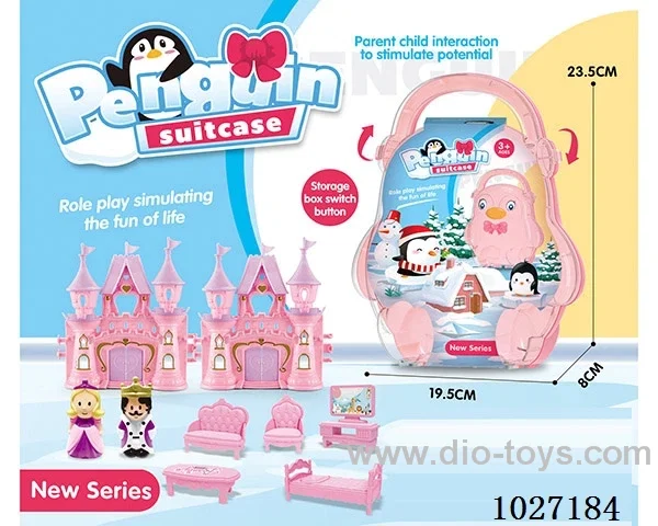 storage box with castle & doll &furniture in paper card