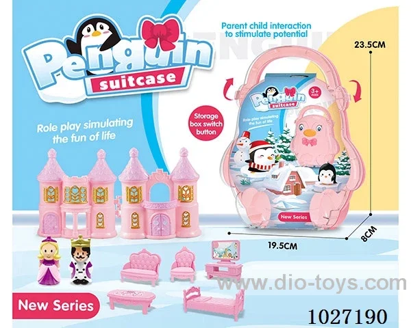 storage box with castle & doll &furniture in paper card