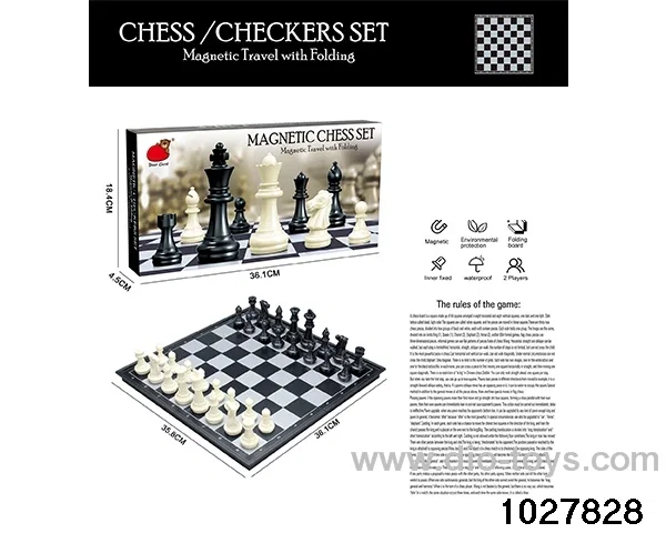Folding magnetic chess in color box