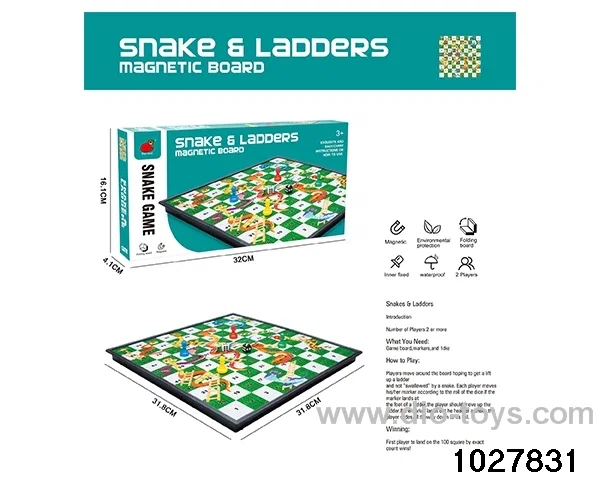 Folding magnetic snake and ladder chess in color box