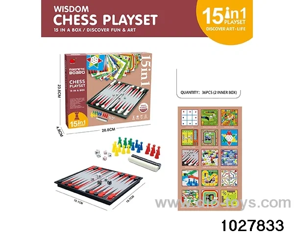 15 in 1 game chess in color box