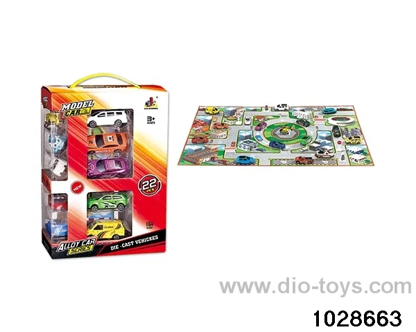 Alloy car map combination in 22pcs window box