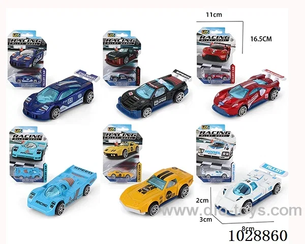 1:64 Sliding alloy car 6 sets mixed loading in blister card