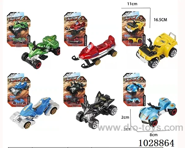 1:64 Sliding alloy car 6 sets mixed loading in blister card