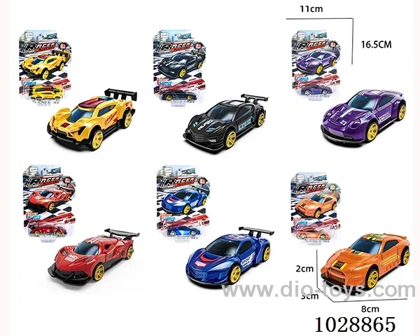 1:64 Sliding alloy car 6 sets mixed loading in blister card