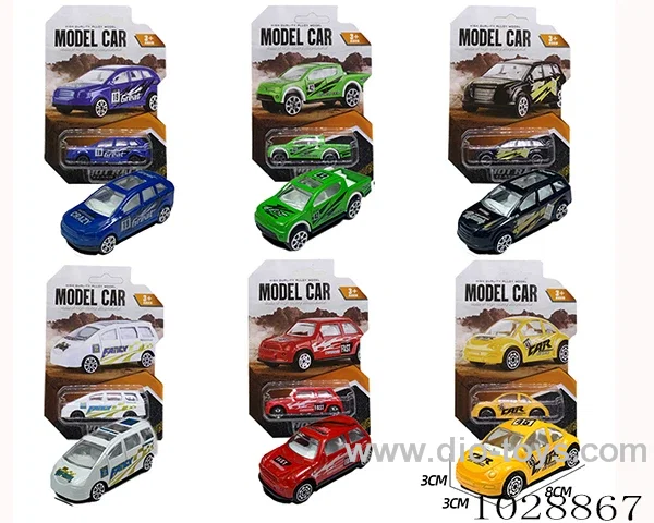 1:64 Sliding alloy car 6 sets mixed loading in blister card