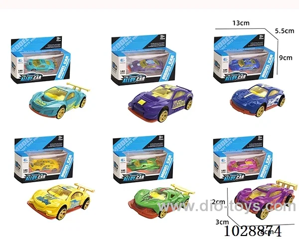 1:64 Sliding alloy car 6 sets mixed loading in window box