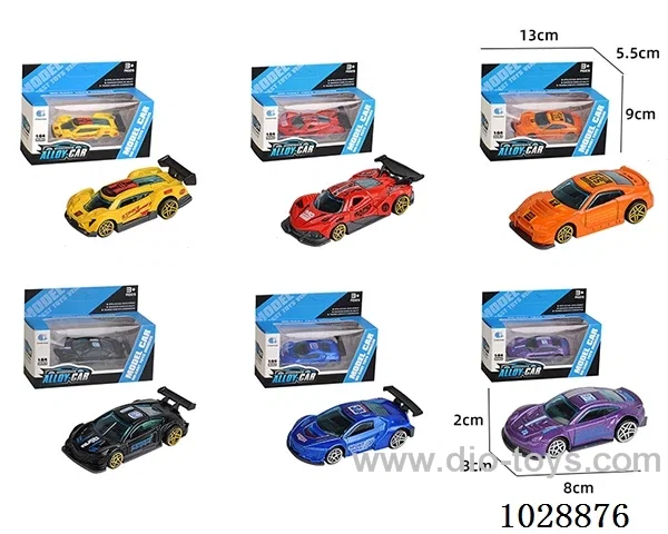 1:64 Sliding alloy car 6 sets mixed loading in window box