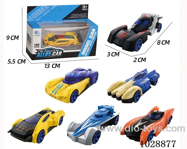 1:64 Sliding alloy car 6 sets mixed loading in window box