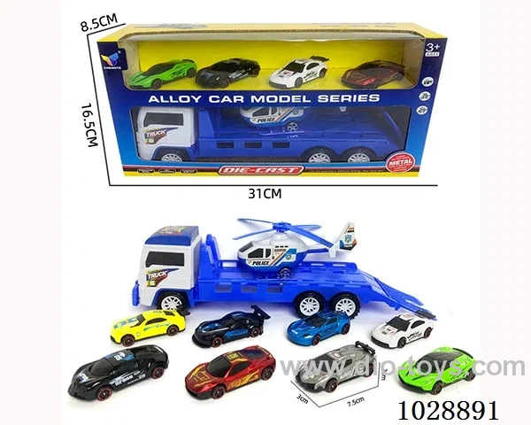 friction car& 4pcs alloy car set in window box
