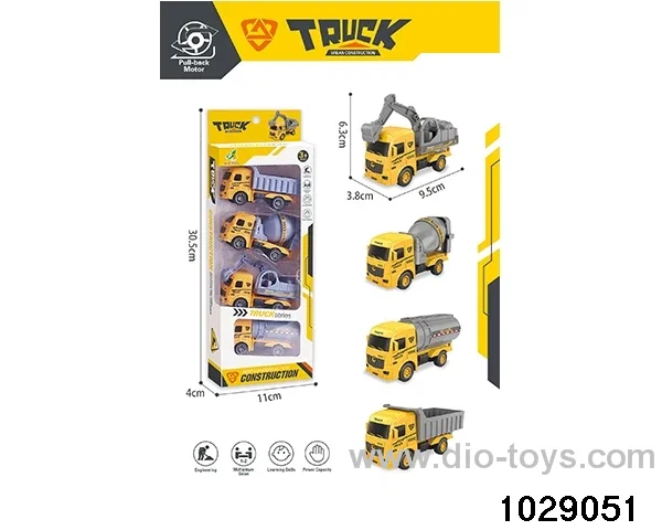 4pcs Back to the force engineering car mixed