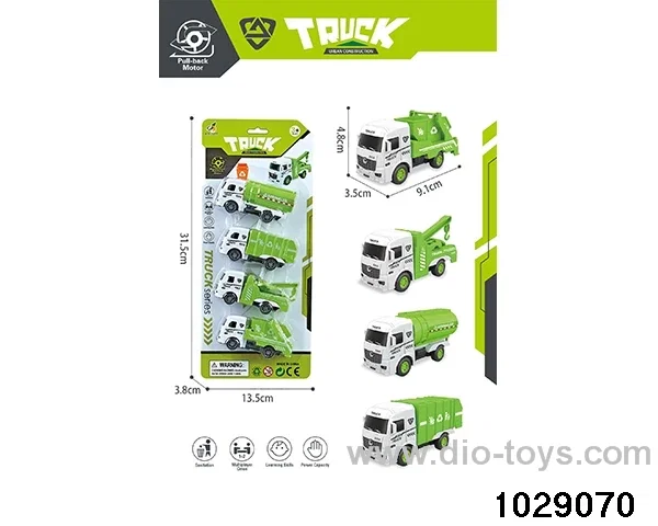 4pcs Back to the sanitation truck mixed