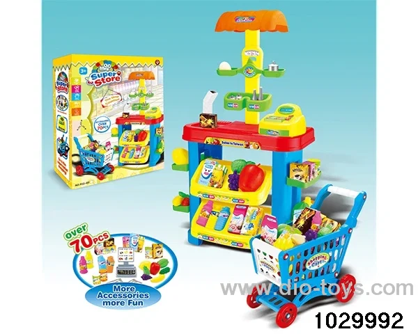 Supermarket counter + shopping cart in color box