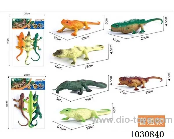 3pcs 8-inch lizards 2sets mixed loading  in pvc bag