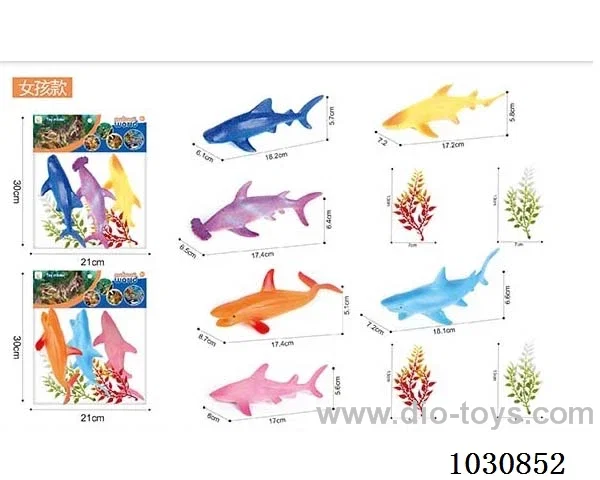 3pcs 6-inch sharks  2 mixed in pvc bag
