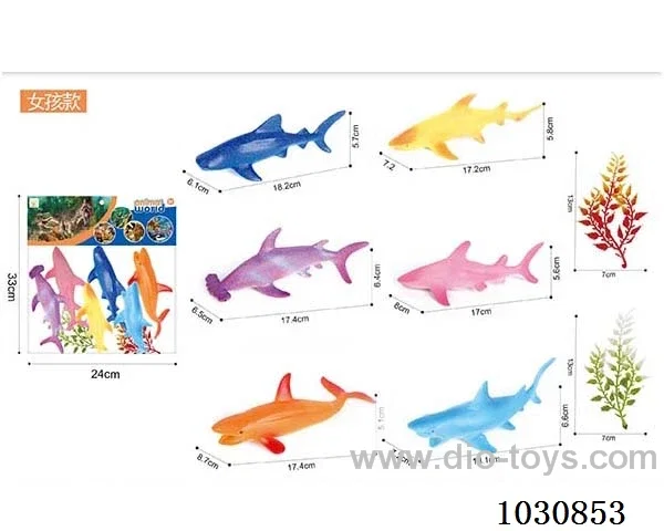 6pcs 6-inch sharks  in pvc bag