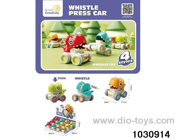 Press the whistle dinosaur car in display box