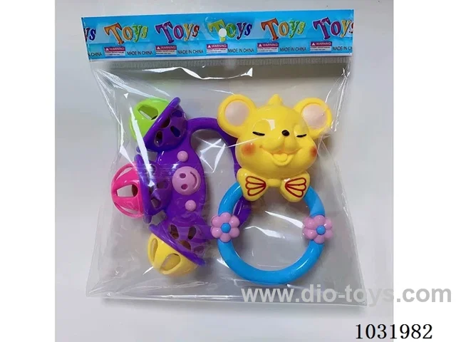Cartoon baby rattles in opp bag