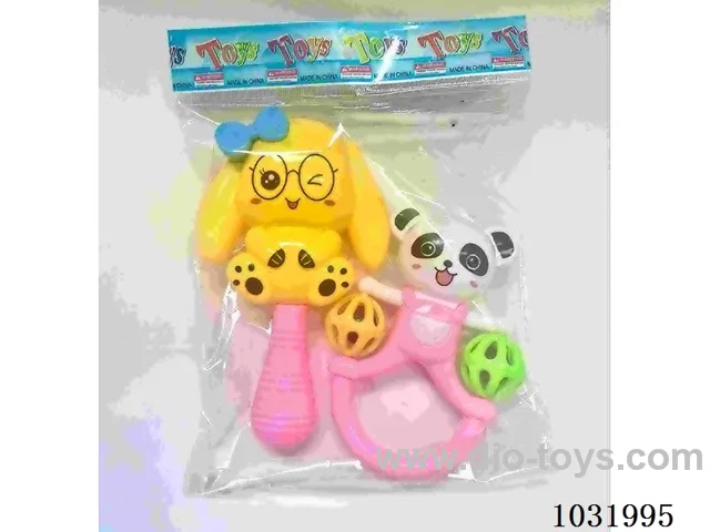 Cartoon baby rattles in opp bag