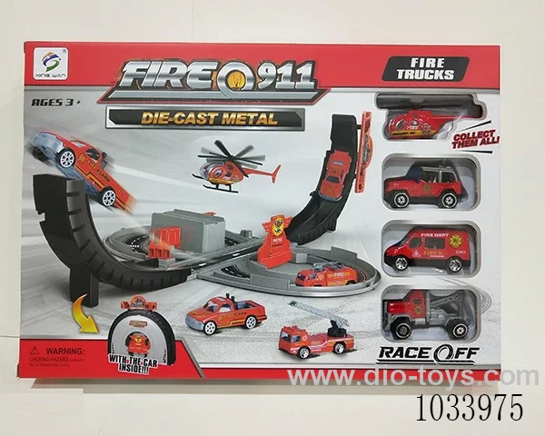 Fire track parking lot in window box