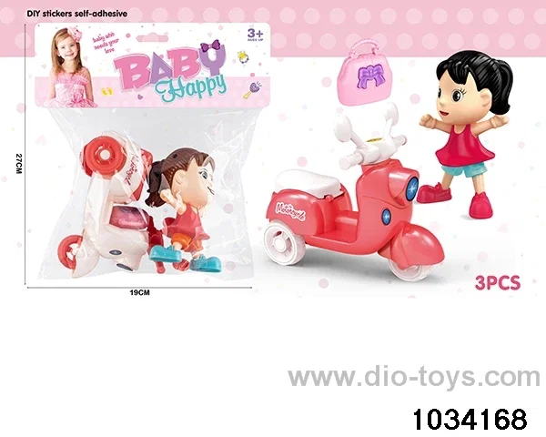 Cartoon figures with motorcycles in PP bag with header