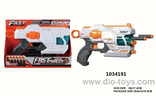 Soft bullet gun toy in display box