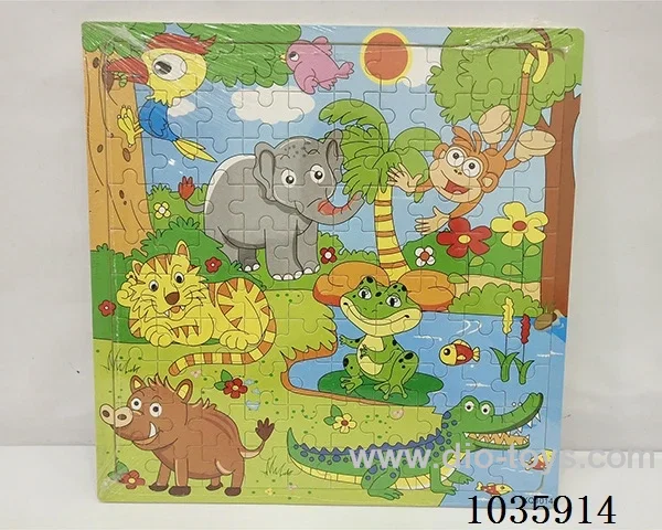 100pcs Wooden puzzle in Plastic film
