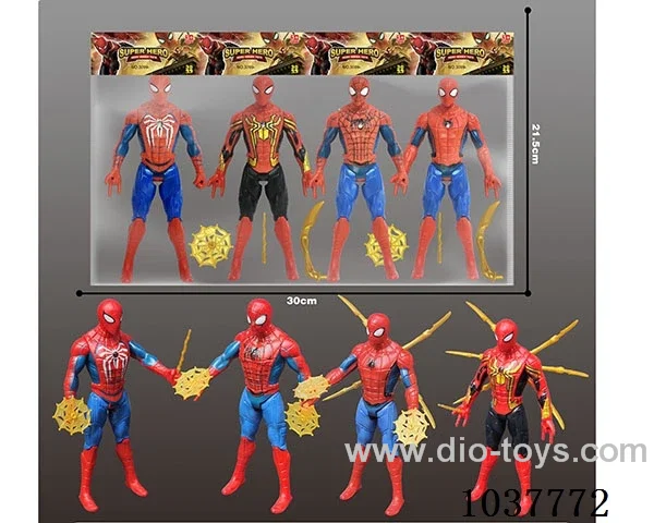 4pcs 17cm Spider-Man withlight  in poly bag header