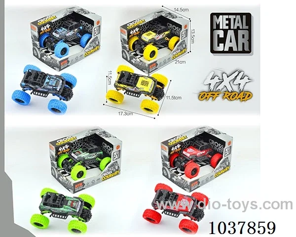 Metal off-road vehicle in window box