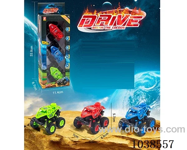 3pcs pull back car 3color mixed loading  in window box