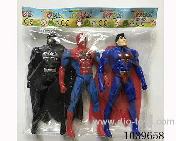 3pcs  16cm Superman, Spiderman, Batman with light