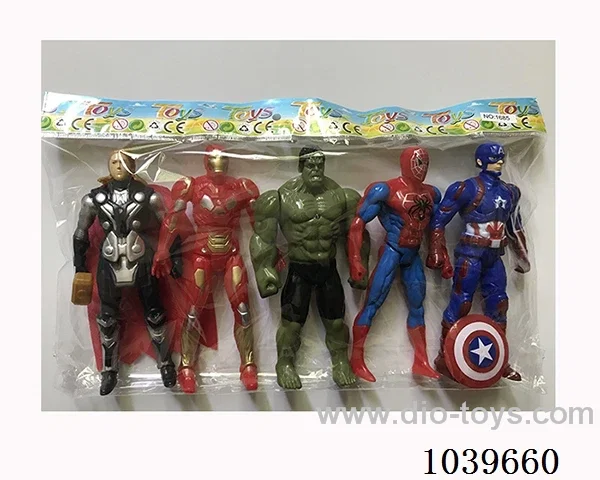 5pcs 16cm Thor, Hulk, Captain America, Iron Man with light