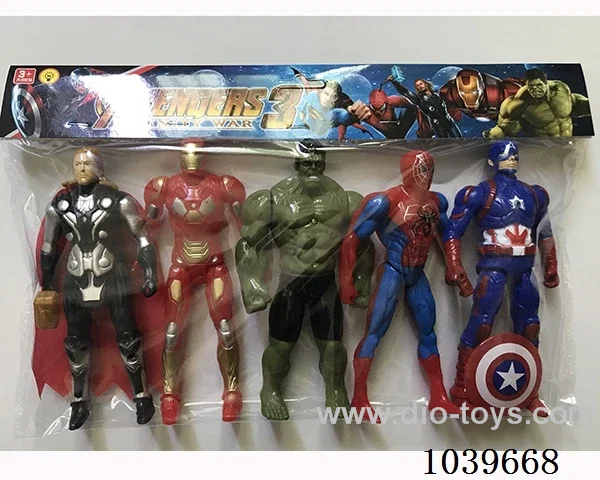 16cm 5pcs Thor, Hulk, Captain America, Iron Man.Spiderman with light