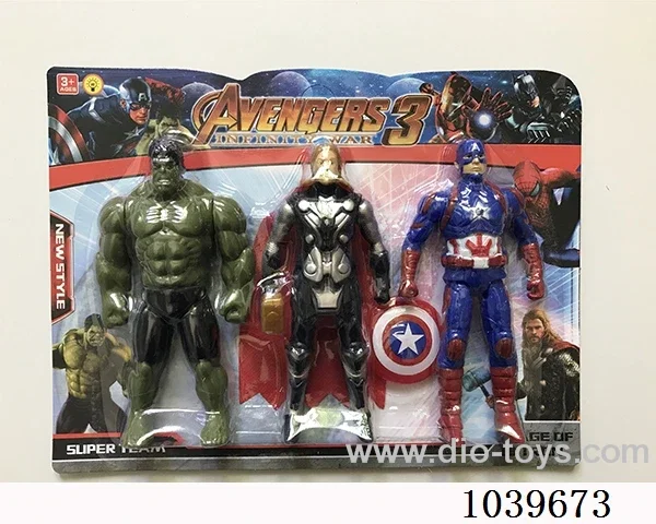 16cm 3pcs Thor, Hulk, Captain America  with light