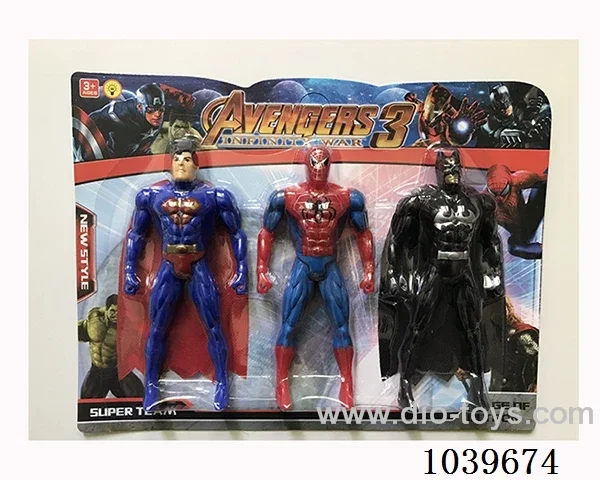 16cm 3pcs Superman, Spiderman, Batman with light