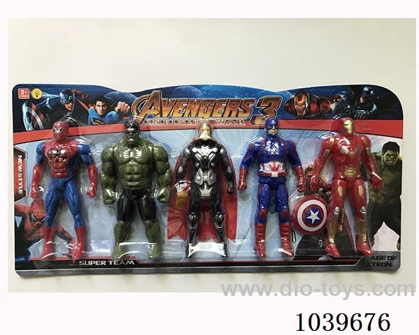 16cm 5pcs Thor, Hulk, Captain America, Iron Man,Spiderman with light