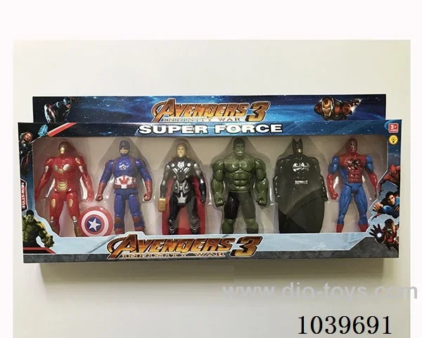 Thor, Hulk, Captain America, Iron Man,  Spiderman, Batman with light