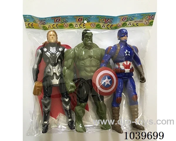 22cm 3pcs Thor, Hulk, Captain Americ with light