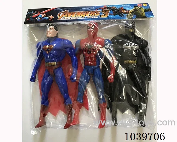 22cm 3pcs Superman, Spiderman, Batman with light