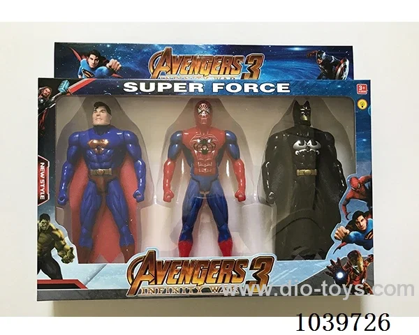 22cm 3pcs Superman, Spiderman, Batman with light