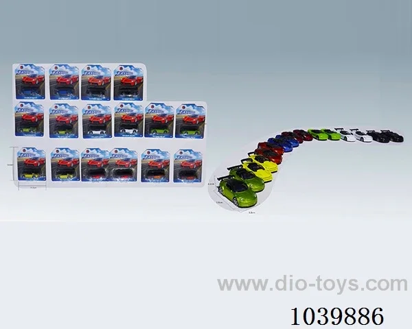 1:64free wheel alloy car 16sets&8color mixed loading  in blister card