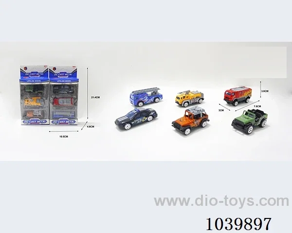 1:50 3PCS free wheel alloy car 6sets&6color mixed loading   in window box