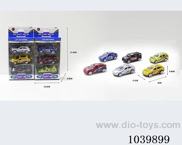 1:50 3PCS free wheel alloy car 6sets&6color mixed loading   in window box