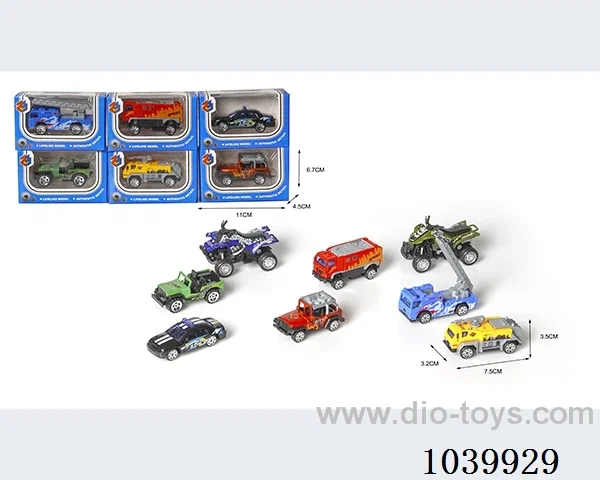 1:55free wheel alloy car 6sets&6color mixed loading   in window box