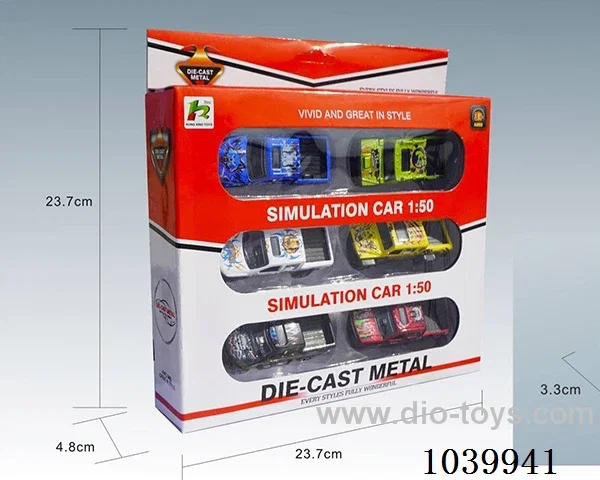 1:50 6pcsfree wheel alloy car 6sets&6color mixed loading   in window box