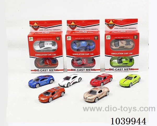 2pcs free wheel alloy car 6sets&6color mixed loading   in window box
