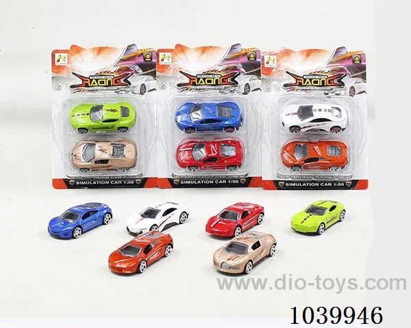 2pcs free wheel alloy car 6sets&6color mixed loading  in blister card