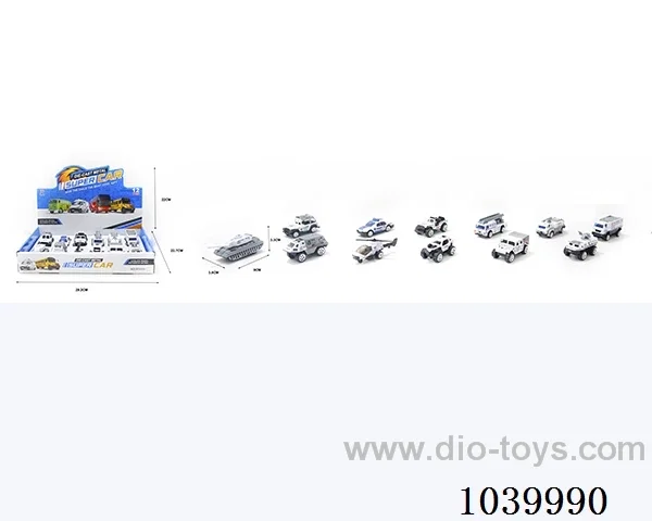 1:55 2pcs free wheel alloy car 12sets mixed loading  in display box