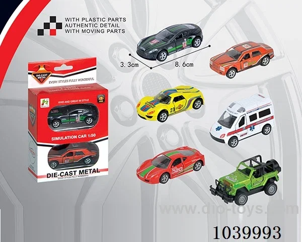 1:50 2pcs  alloy car 6sets&6color mixed loading   in window box